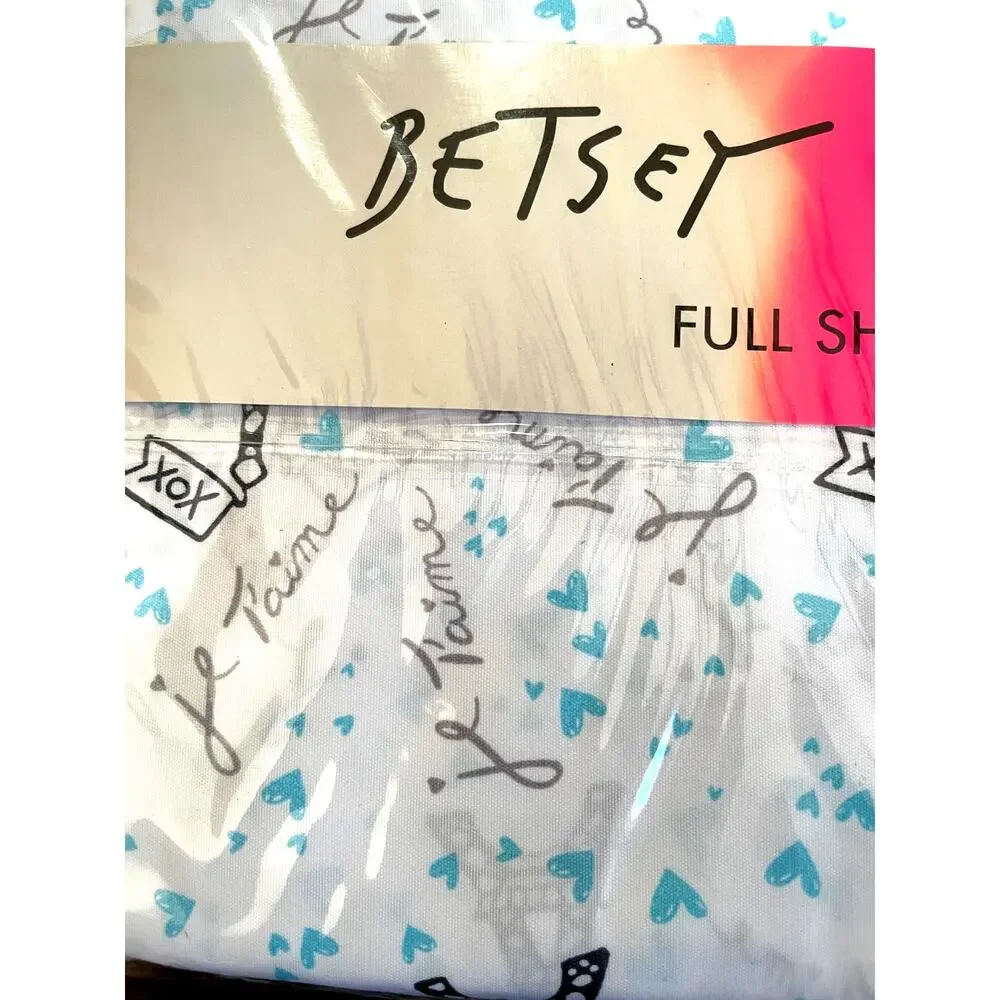 Betsey Johnson Full Sheet Set 4 pieces Paris Eiffel Tower Je T'aime Teal Heart